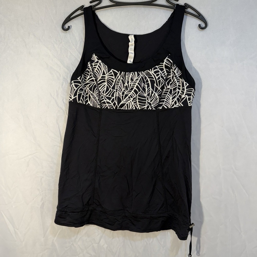 Lululemon Tank Top Ta Ta Topper Pretty Palm Black Angel Size 10 Athletic Casual